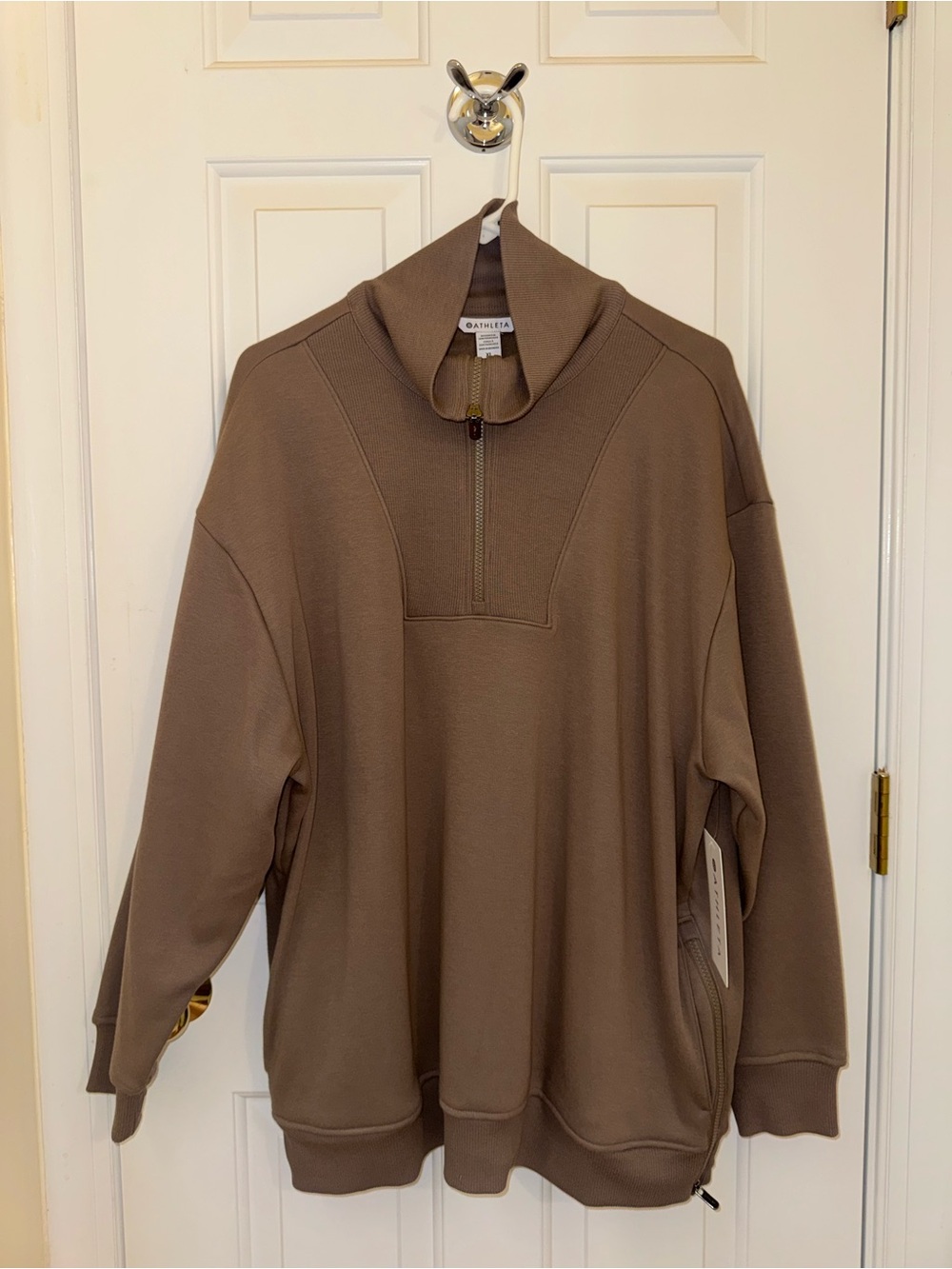 Athleta Women’s Brown Quarter-Zip Pullover Sweater
